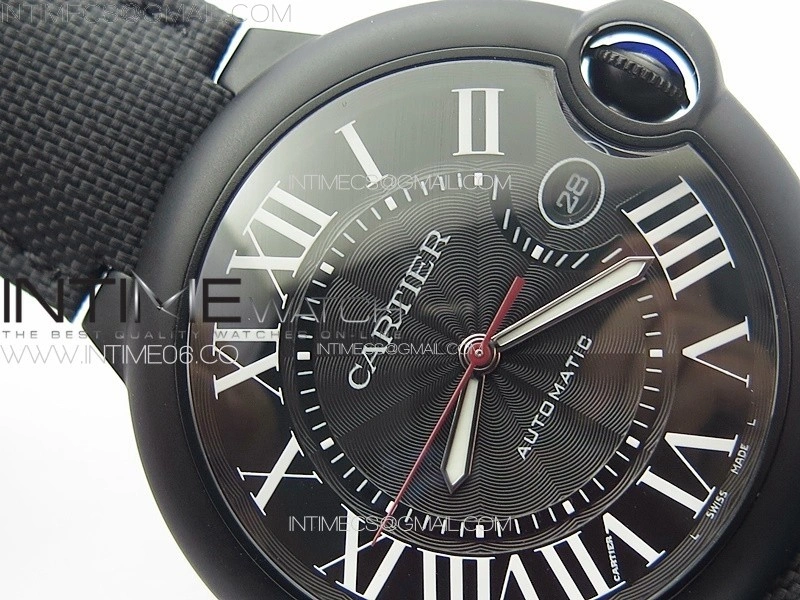 Ballon Bleu 42mm DLC 3KF 1:1 Best Edition Black Texture Dial on Black Leather Strap A2824