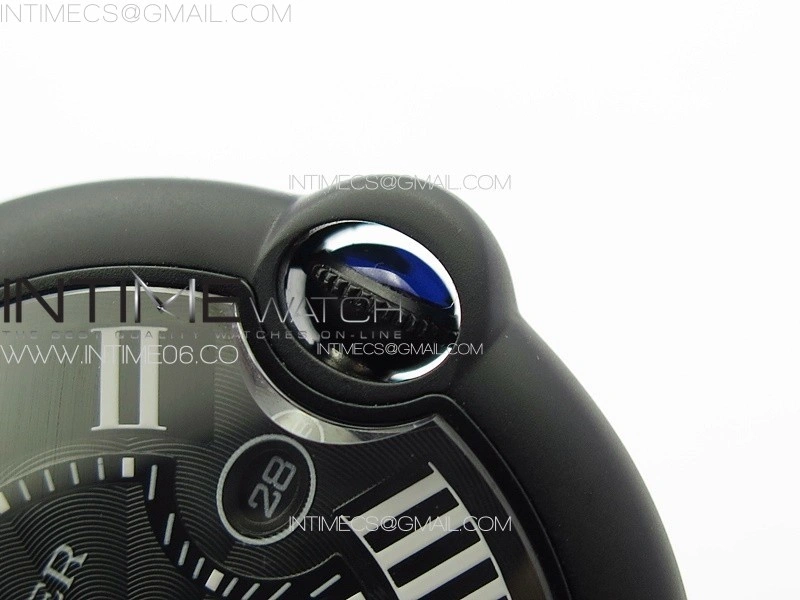 Ballon Bleu 42mm DLC 3KF 1:1 Best Edition Black Texture Dial on Black Leather Strap A2824