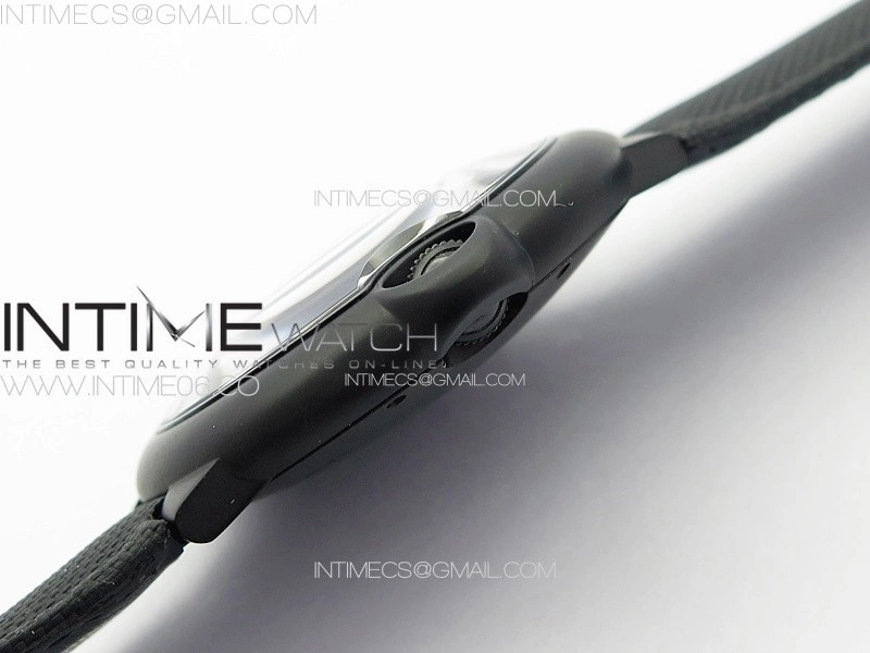 Ballon Bleu 42mm DLC 3KF 1:1 Best Edition Black Texture Dial on Black Leather Strap A2824