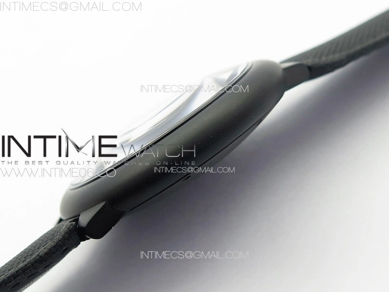 Ballon Bleu 42mm DLC 3KF 1:1 Best Edition Black Texture Dial on Black Leather Strap A2824