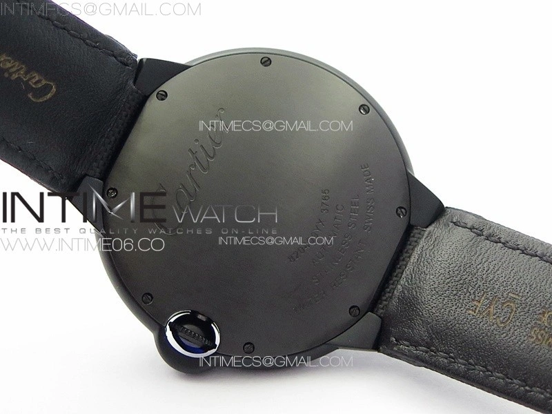 Ballon Bleu 42mm DLC 3KF 1:1 Best Edition Black Texture Dial on Black Leather Strap A2824