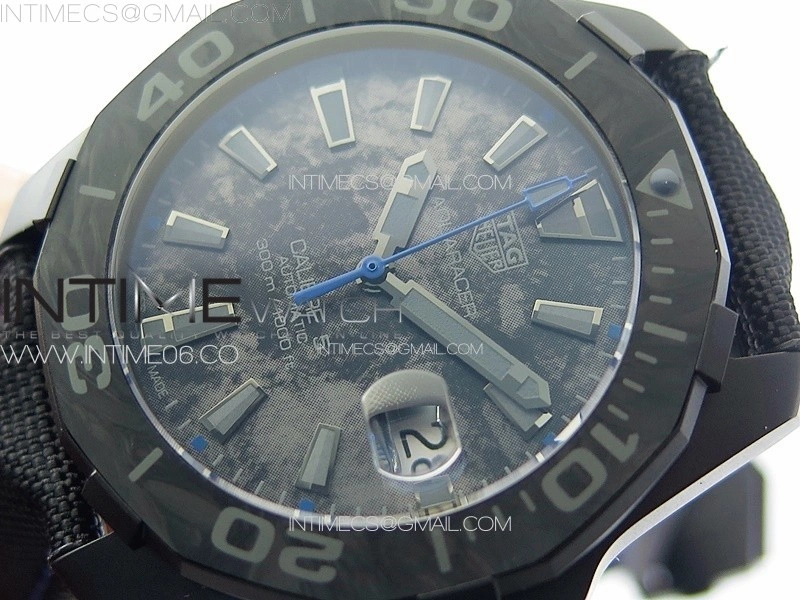Aquaracer Calibre 5 PVD 41mm TARF 1:1 Best Edition Carbon Blue Dial on Black Nylon Strap SW200