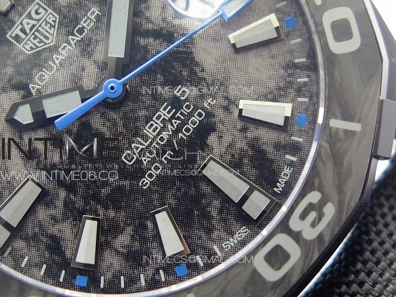 Aquaracer Calibre 5 PVD 41mm TARF 1:1 Best Edition Carbon Blue Dial on Black Nylon Strap SW200