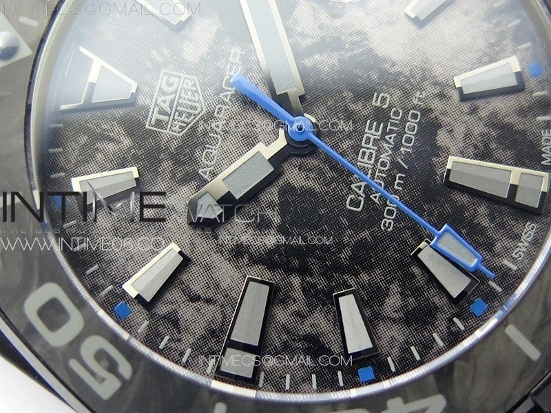 Aquaracer Calibre 5 PVD 41mm TARF 1:1 Best Edition Carbon Blue Dial on Black Nylon Strap SW200