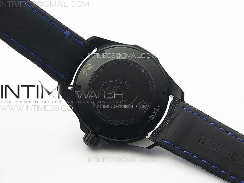 Aquaracer Calibre 5 PVD 41mm TARF 1:1 Best Edition Carbon Blue Dial on Black Nylon Strap SW200