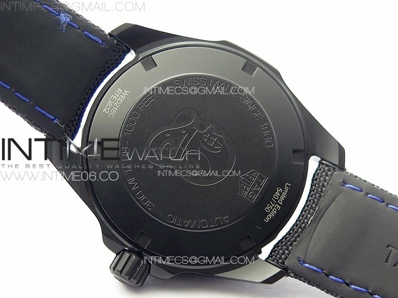Aquaracer Calibre 5 PVD 41mm TARF 1:1 Best Edition Carbon Blue Dial on Black Nylon Strap SW200