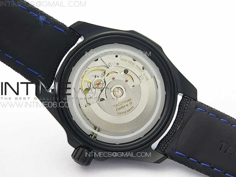 Aquaracer Calibre 5 PVD 41mm TARF 1:1 Best Edition Carbon Blue Dial on Black Nylon Strap SW200