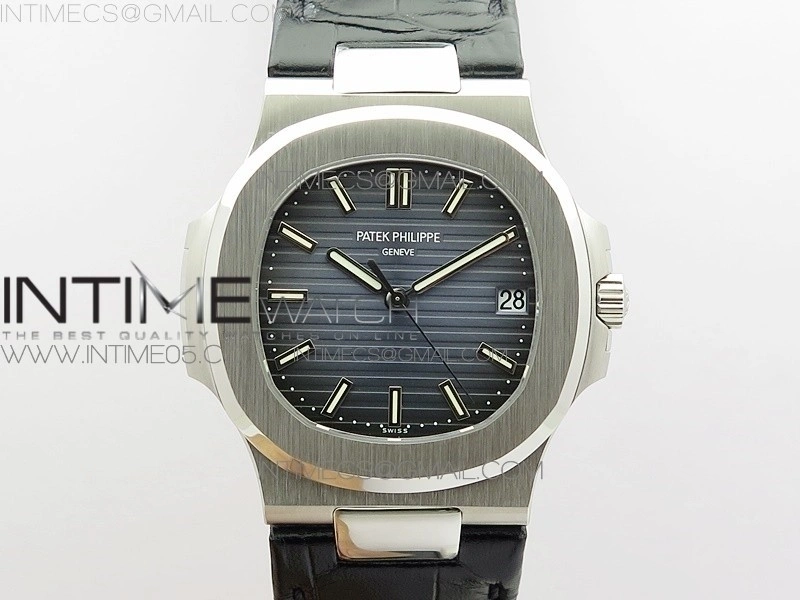 Nautilus Jumbo 5711 Super Replication PPF V4 1:1 Best Edition Blue Textured Dial on Black Leather Strap PPF324