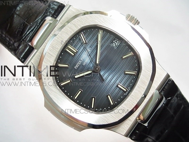 Nautilus Jumbo 5711 Super Replication PPF V4 1:1 Best Edition Blue Textured Dial on Black Leather Strap PPF324
