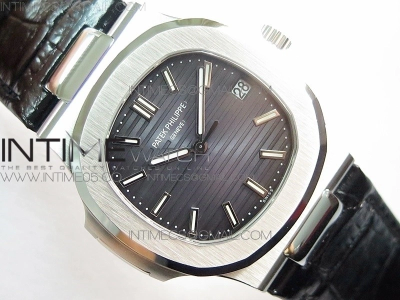 Nautilus Jumbo 5711 Super Replication PPF V4 1:1 Best Edition Gray Textured Dial on Black Leather Strap PPF324