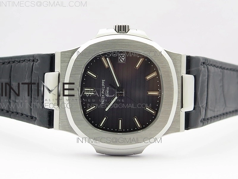 Nautilus Jumbo 5711 Super Replication PPF V4 1:1 Best Edition Gray Textured Dial on Black Leather Strap PPF324