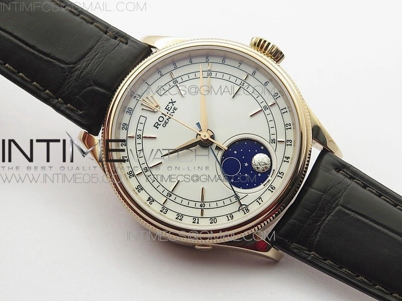 Cellini 50535 Moonphase RG GMF Best Edition White Dial on Brown Leather Strap A3195