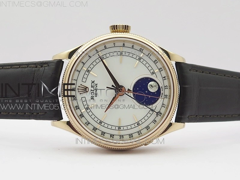 Cellini 50535 Moonphase RG GMF Best Edition White Dial on Brown Leather Strap A3195