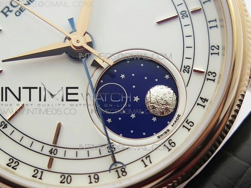 Cellini 50535 Moonphase RG GMF Best Edition White Dial on Brown Leather Strap A3195