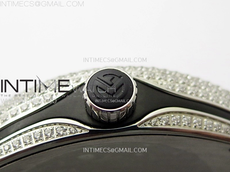 Vanguard V45 Full Diamonds ABF Best Edition Full Paved Diamonds Dial On Green Gummy Strap A2824