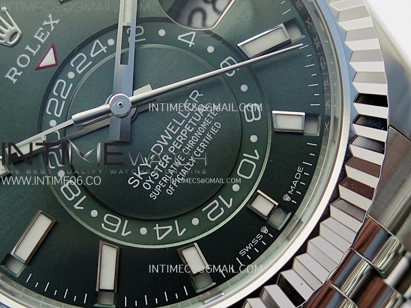 Sky-Dweller 326934 904L SS ZF 1:1 Best Edition Green Dial on Jubilee Bracelet Asian 2824