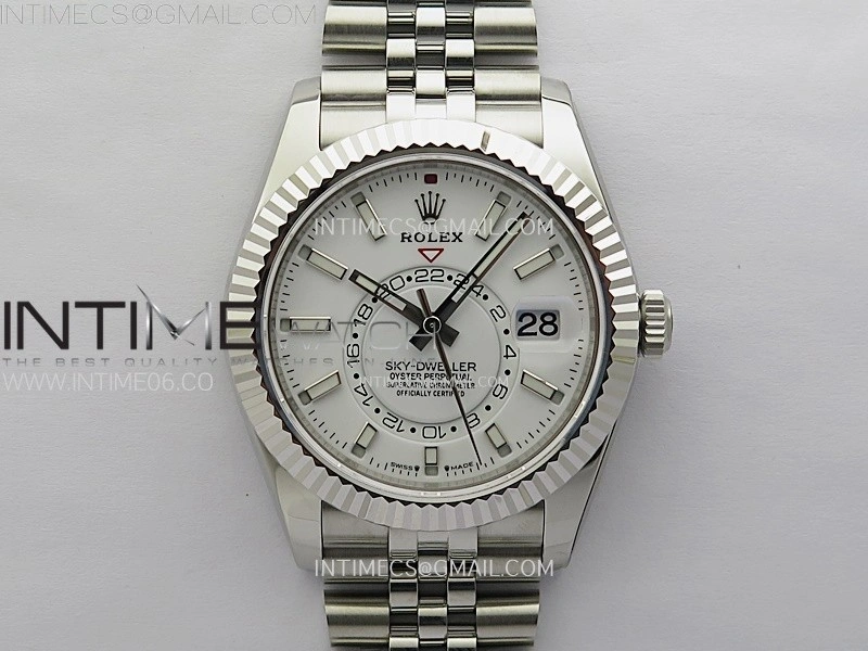 Sky-Dweller 326934 904L SS ZF 1:1 Best Edition White Dial on Jubilee Bracelet Asian 2824