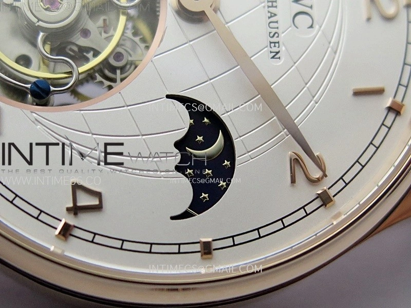 Portuguese Tourbillon Power Reserve RG AXF White Dial RG Numbers moonphase on Black Leather Strap
