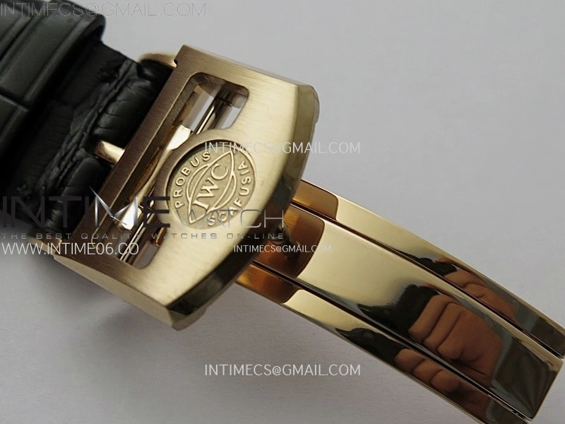 Portuguese Tourbillon Power Reserve RG AXF White Dial RG Numbers moonphase on Black Leather Strap
