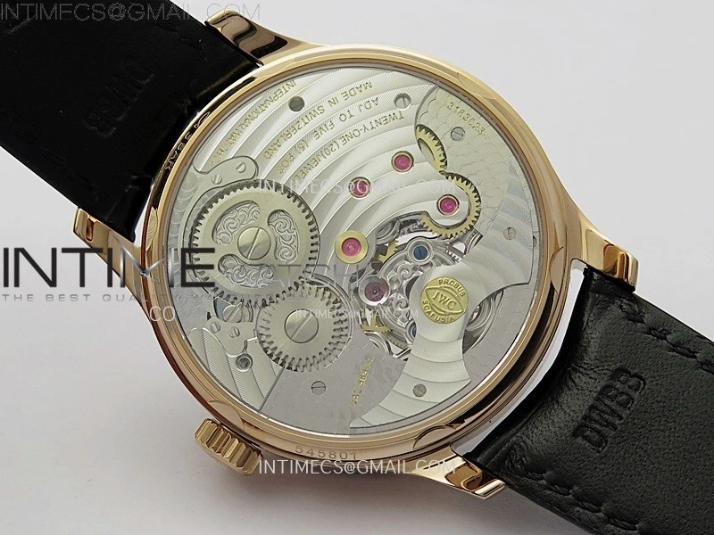 Portuguese Tourbillon Power Reserve RG AXF White Dial RG Numbers moonphase on Black Leather Strap