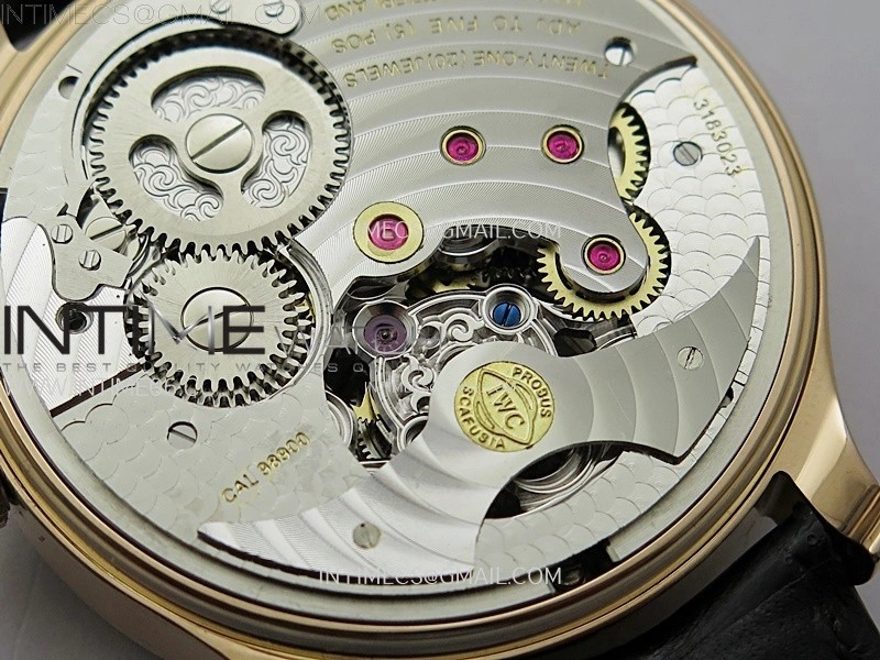 Portuguese Tourbillon Power Reserve RG AXF White Dial RG Numbers moonphase on Black Leather Strap