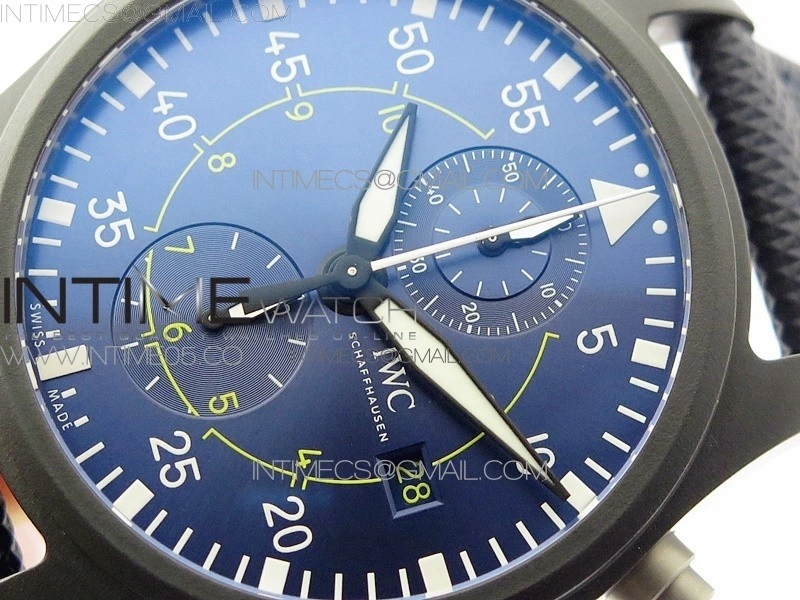 Pilot Chrono Blue Angels Black Ceramic ZF Best Edition on Blue Leather Strap A7750