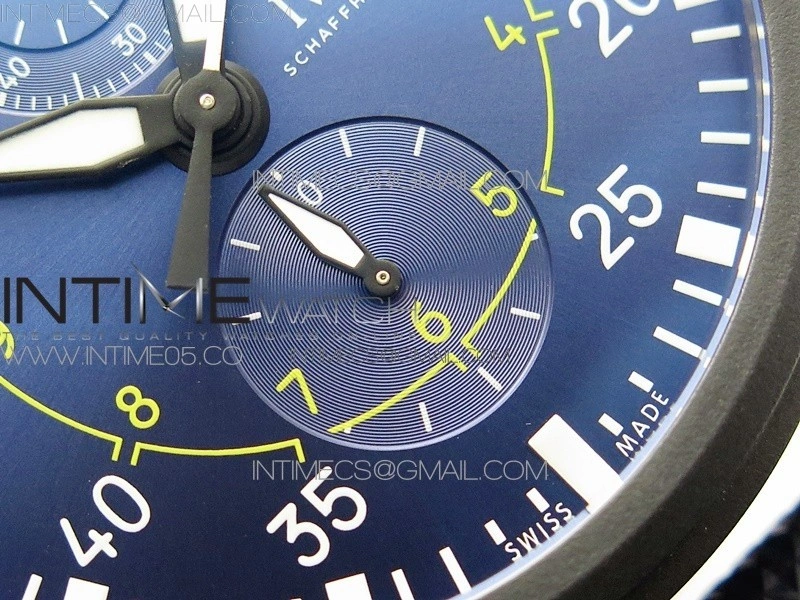 Pilot Chrono Blue Angels Black Ceramic ZF Best Edition on Blue Leather Strap A7750