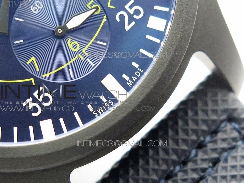 Pilot Chrono Blue Angels Black Ceramic ZF Best Edition on Blue Leather Strap A7750