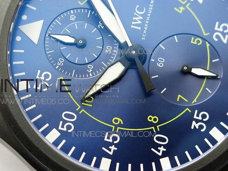 Pilot Chrono Blue Angels Black Ceramic ZF Best Edition on Blue Leather Strap A7750