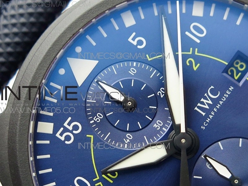Pilot Chrono Blue Angels Black Ceramic ZF Best Edition on Blue Leather Strap A7750