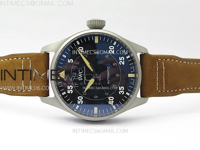 Big Pilot IW329701 Ti M+F 1:1 Best Edition Black Dial on Brown Leather Strap SEIKO 8N-24