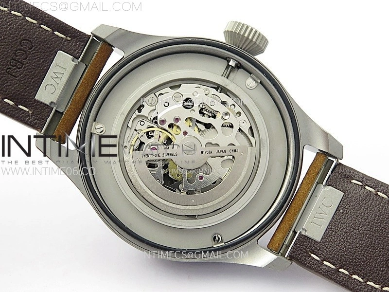 Big Pilot IW329701 Ti M+F 1:1 Best Edition Black Dial on Brown Leather Strap SEIKO 8N-24