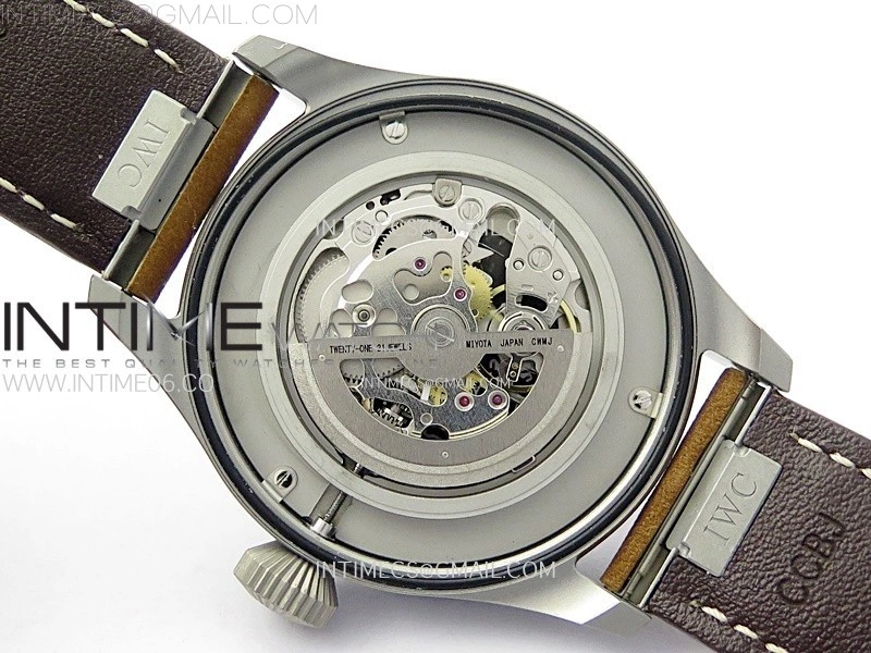 Big Pilot IW329701 Ti M+F 1:1 Best Edition Black Dial on Brown Leather Strap SEIKO 8N-24