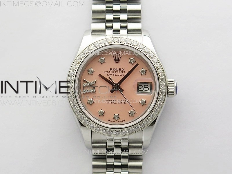 Datejust 28mm 279179 SS Crystals APSF Best Edition Pink Dial Star Crystals Markers on SS Jubilee Bracelet NH05
