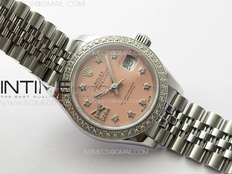 Datejust 28mm 279179 SS Crystals APSF Best Edition Pink Dial Star Crystals Markers on SS Jubilee Bracelet NH05
