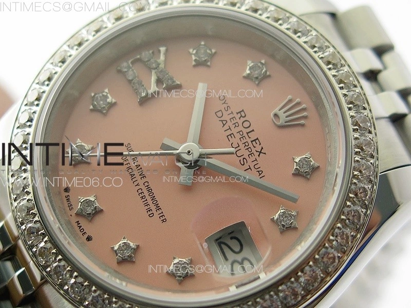 Datejust 28mm 279179 SS Crystals APSF Best Edition Pink Dial Star Crystals Markers on SS Jubilee Bracelet NH05