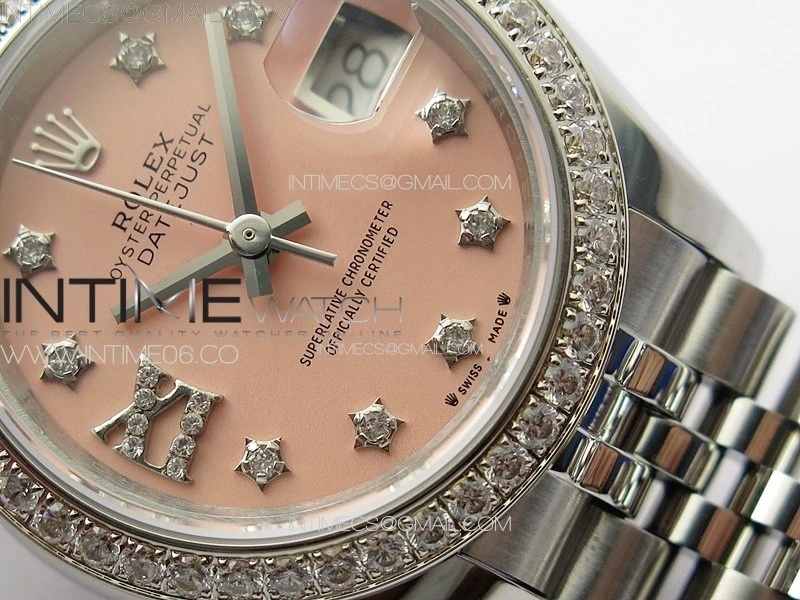 Datejust 28mm 279179 SS Crystals APSF Best Edition Pink Dial Star Crystals Markers on SS Jubilee Bracelet NH05