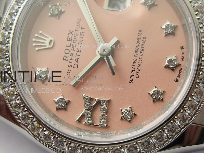 Datejust 28mm 279179 SS Crystals APSF Best Edition Pink Dial Star Crystals Markers on SS Jubilee Bracelet NH05