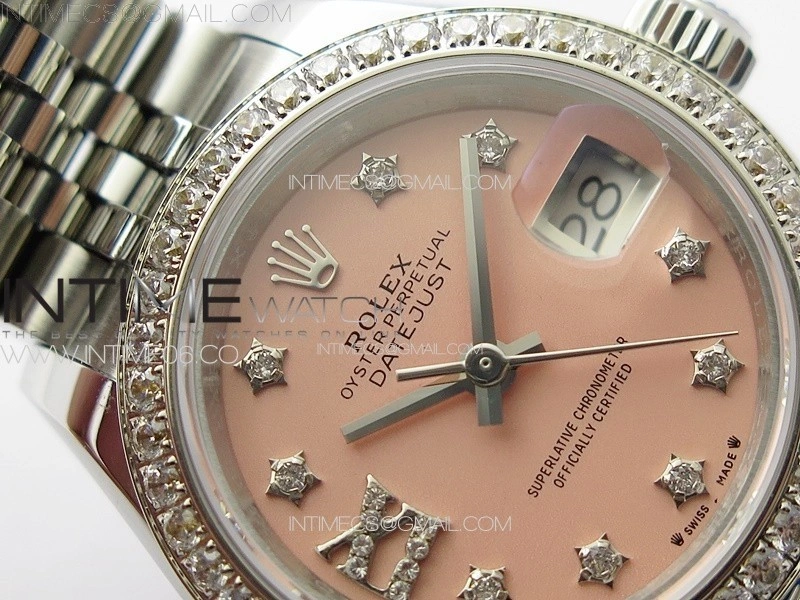 Datejust 28mm 279179 SS Crystals APSF Best Edition Pink Dial Star Crystals Markers on SS Jubilee Bracelet NH05