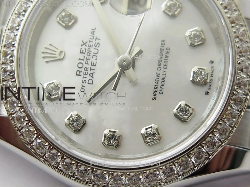 Datejust 28mm 279179 SS Crystals APSF Best Edition White MOP Dial Crystals Markers on SS Jubilee Bracelet NH05