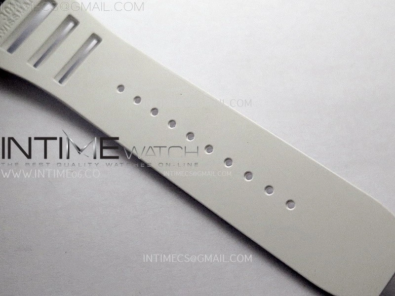 RM055 Real NTPT Blue Inner RMF Best Edition Skeleton Dial on White Rubber Strap RMUL2 Super Clone