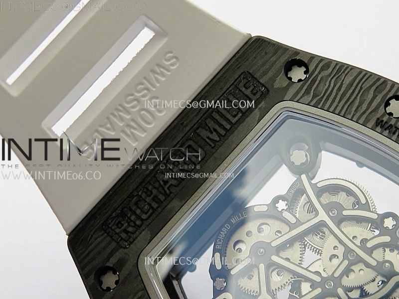 RM055 Real NTPT Blue Inner RMF Best Edition Skeleton Dial on White Rubber Strap RMUL2 Super Clone