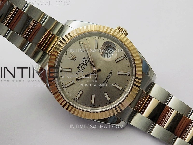 DateJust 41mm 126331 904 SS RG AR+F 1:1 RG Dial Stick Markers On SS RG Oyster Bracelet DD3235 V2
