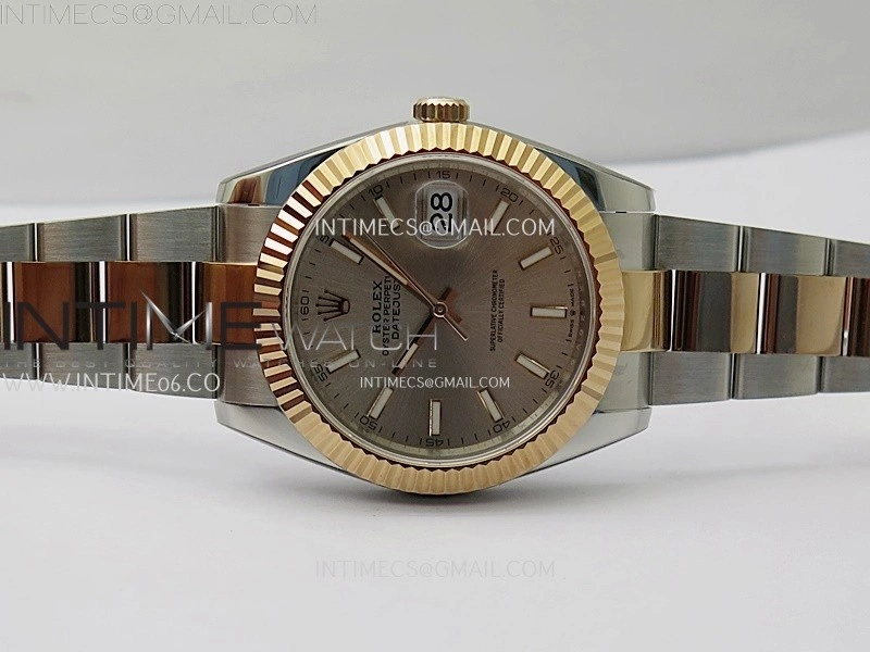 DateJust 41mm 126331 904 SS RG AR+F 1:1 RG Dial Stick Markers On SS RG Oyster Bracelet DD3235 V2
