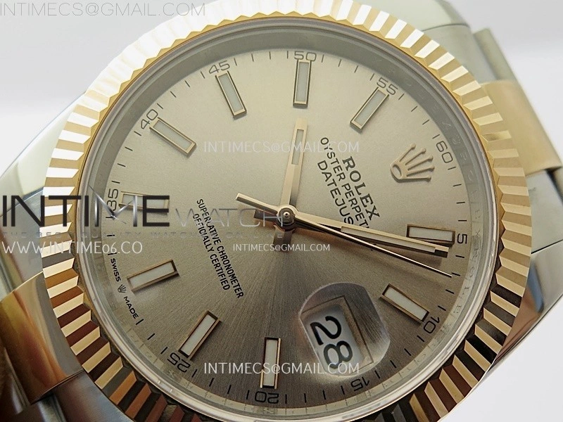 DateJust 41mm 126331 904 SS RG AR+F 1:1 RG Dial Stick Markers On SS RG Oyster Bracelet DD3235 V2