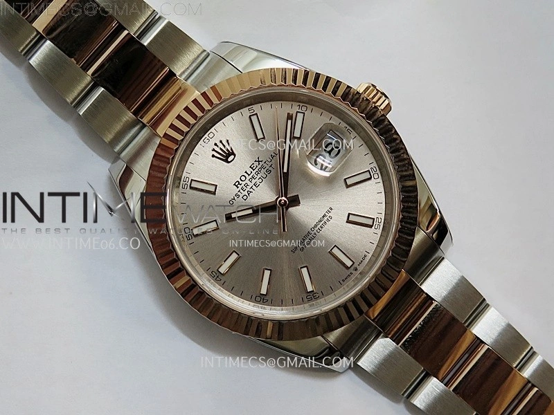 DateJust 41mm 126331 904 SS RG AR+F 1:1 RG Dial Stick Markers On SS RG Oyster Bracelet DD3235 V2