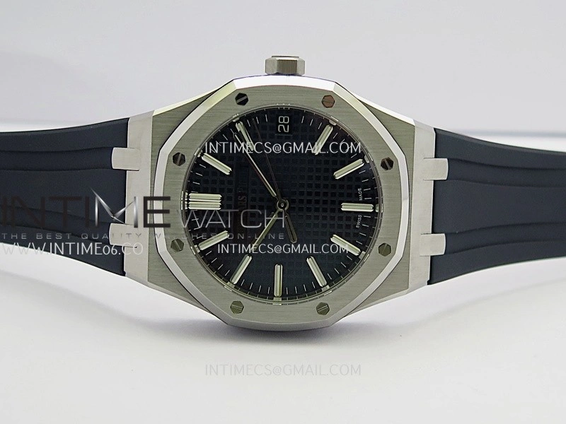 Royal Oak 41mm 15510 SS DDF 1:1 Best Edition Blue Dial On Blue Rubber Strap Super Clone DD4302