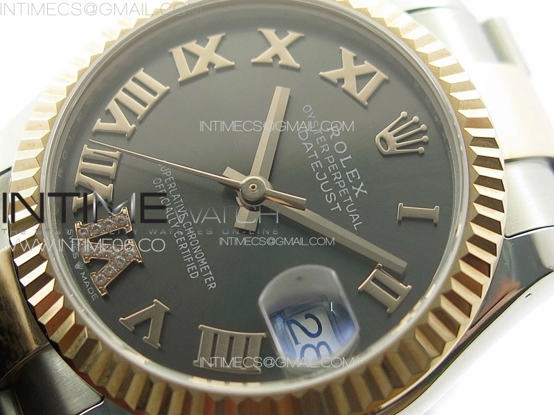 DateJust 31mm 178271 SS RG APSF Best Edition Gray Dial Roman Markers on Oyster Bracelet A2824