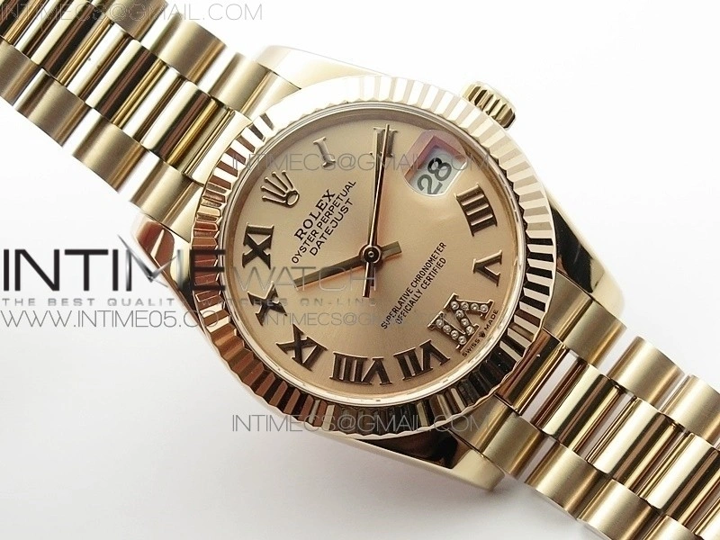 Datejust 31mm 278275 RG BP Best Edition RG Roman Markers Dial @6 Dia on RG President Bracelet
