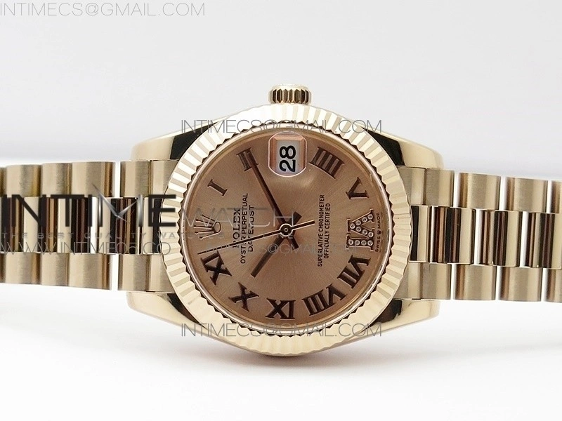 Datejust 31mm 278275 RG BP Best Edition RG Roman Markers Dial @6 Dia on RG President Bracelet
